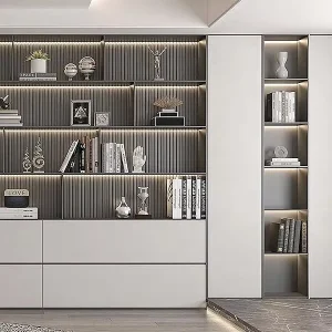 Modern Wood Bookcase Office Storage Unit with File Cabinet Space Saving Home Furniture for Living Room & Bedroom