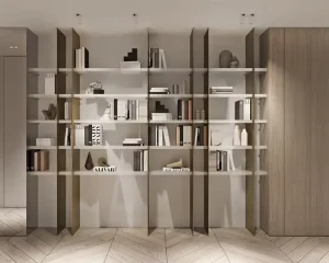 Modern Wood Bookshelf Storage Rack with Wall Mounted and Floor Standing Options for Living Room Wandpanelen Woonkamer