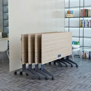 Modern Wood Commercial Heavy Duty Steel Frame Collapsible Foldable Extendable Sit To Stand Flipper Training Table