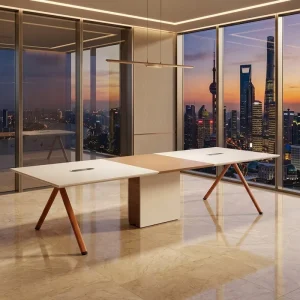 Modern Wood Conference Table for Office Meeting Rooms Convertible Extendable Design