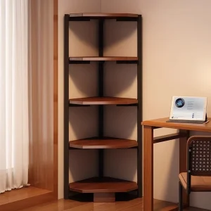 Modern Wood Corner Cabinets with Integrated Shelves for Bedroom Living Room Home Office Triangular Wall Design