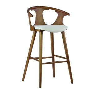 Modern Wood Counter Chair Upholstered Cushion Armrest bar Chair