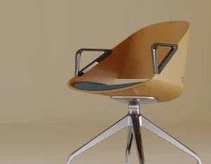 Modern Wood Executive Task Seating Chair with Padded Seat and Rolling Wheels for Comfortable Long Term Use
