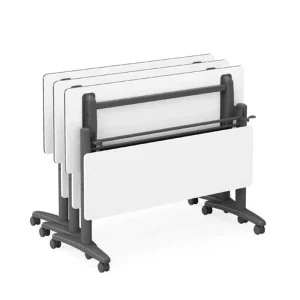 Modern Wood Extendable Folding Rolling Training Table Dual Workstation for School Classroom Tutoring Center Office Furniture