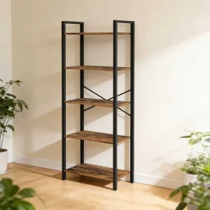 Modern Wood Five Tier Multi Purpose Bookshelf Home Living Room Study Office Partition Balcony Flower Stand Kitchen Storage Rack