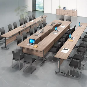 Modern Wood Flip Top Training Desk Foldable Conference Meeting Table with Wheels for School Home Office Hospital Use