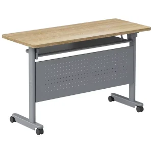 Modern Wood Foldable Office Desk with Steel Storage Rack for Classroom Office School Use Laptop Friendly Conference Table