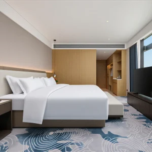 Modern Wood Hotel Bedroom Furniture Set for Commercial Use Luxury Custom Manufactured with MDF Panels