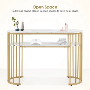 Modern Wood Manicure Nail Table with Marbling Texture Salon & Home Spa Beauty Stylist Equipment