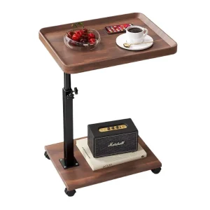 Modern Wood & Metal Multifunctional Adjustable Coffee Tables for Living Room Bedroom Balcony Movable Side Tables