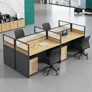 Modern Wood Office Desk Chair Set Storage Movable Cable Box for Financial Booth Workstation Easy Assembly Durable Eco Friendly