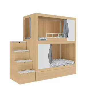 Modern Wood Queen/Twin/King Size Bunk Bed with Wood Base Dormitory Bedroom Furniture Hotels Schools Hospitals