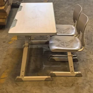 Modern Wood School Furniture Double Desk Chair Set Eco-Friendly Adjustable Comfortable Durable