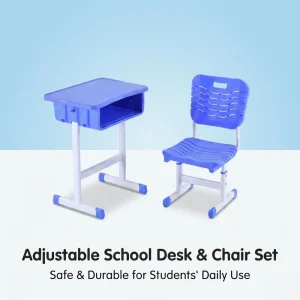 Modern Wood Study Table Chair Set Drawer for Students High Cost Performance Adjustable School Furniture with Metal Frame