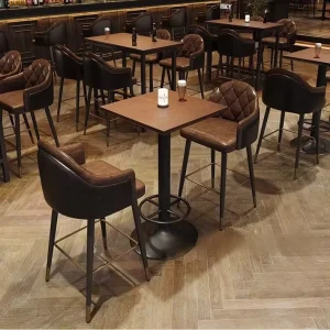 Modern Wood and Metal Bar Table for Commercial Use in Clubs Bars Restaurants Durable and Eco Friendly