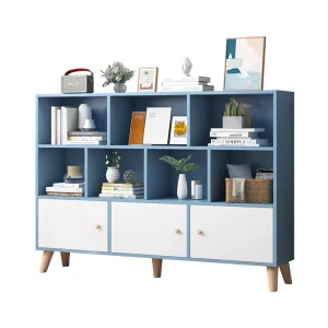 Modern Wooden Adjustable Floating Shelves Bookshelf Storage Rack Wall Mounted Eight compartment Living Room Cabinet