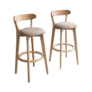 Modern Wooden Bar Stool with Padded Seat Stylish High Chair for Kitchen Island Pub Counter Outdoor Hotel Dining Commercial Use