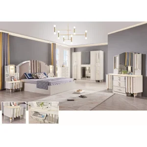 Modern Wooden Bedroom Furniture Set with Wardrobe and Chest Panel Design Customized Sizes & Colors