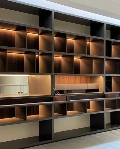 Modern Wooden Bookcase with Glass Door Living Room Home Furniture