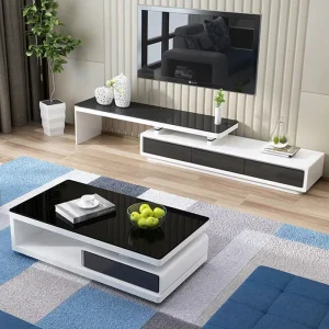 Modern Wooden Coffee Table Set Luxurious Coffee Table Living Room Furniture Black and White Luxurious Coffee Tabletop