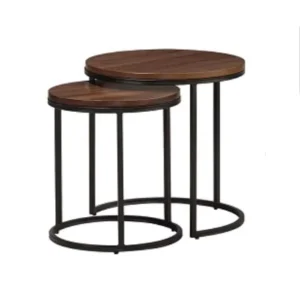 Modern Wooden Coffee Table Walnut Veneer Coffee Table Set With Metal Legs 1311 L S