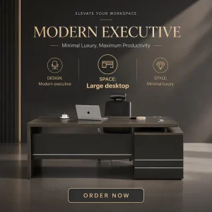 Modern Wooden Convertible Office Desk with Modular Side Cabinet and Panel Design Custom Computer Desk