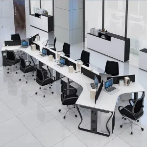 Modern Wooden Extendable Office Cubicle Curved Work Station Desk High Quality 3-10 Person Workstation