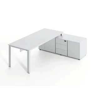 Modern Wooden Height Adjustable Office Desk with Ergonomic Design Spacious Work Surface Storage Box Drawer for Home Office
