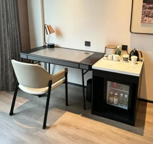 Modern Wooden Hotel Desk and Chair Set Budget Friendly Durable Paint Free Writing Desk for Commercial Use