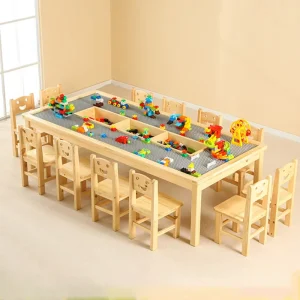 Modern Wooden Kindergarten Furniture Block Center Building Block Table with Storage for Preschool STEM Classroom Daycare