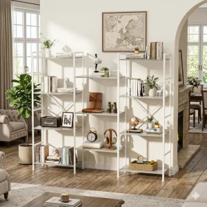 Modern Wooden Large Bookshelf Multi Layer Shelves Living Room Furniture Customizable Durable Space Saving Design for Apartment