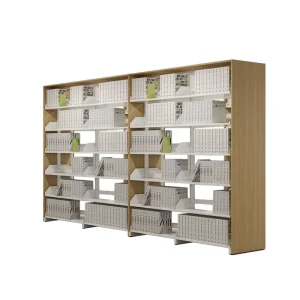 Modern Wooden Library Furniture Six Layers Metal Bookshelf