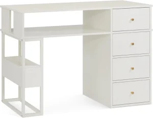Modern Wooden Manicure Table with Built in Storage AC Outlets USB Ports Nail Drawers Compact Stylish Design for Nail Salon