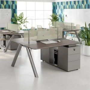 Modern Wooden Modular 2 Person Office Desk Workstation with Customizable Colors and Multi Function Features