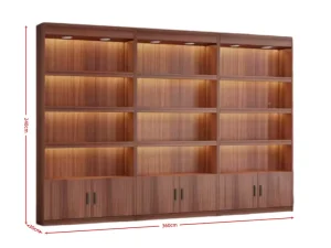 Modern Wooden Modular Bookshelf Display Case with Illuminated Lighting for Home Hotel Apartment Use