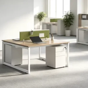 Modern Wooden Modular Staff Office Workstation with Screen Partition and Built in Cable Management for Commercial Use