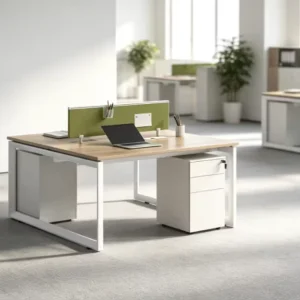 Modern Wooden Modular Staff Office Workstation with Screen Partition and Built in Cable Management for Commercial Use