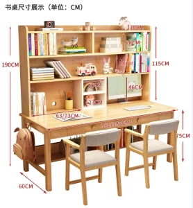 Modern Wooden Office Computer Desk for Babies and Kids with Living Room Study Writing Desk and Bookshelf Storage