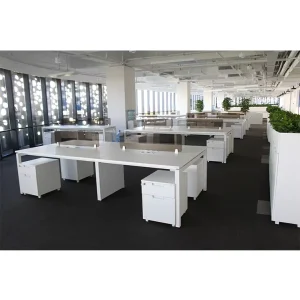 Modern Wooden Office Cubicle Workstation With Glass Screen Divider for 4 6 8 Person