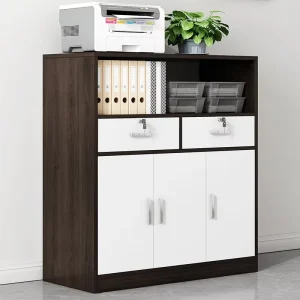 Modern Wooden Office File Cabinet with 5 Drawers and 2 Locks Panel Design Printer Storage