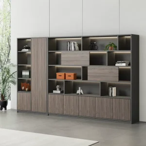 Modern Wooden Office Storage Cabinet with Lock Living Room Suitable File Bookshelf Boss Background Archive Cabinet