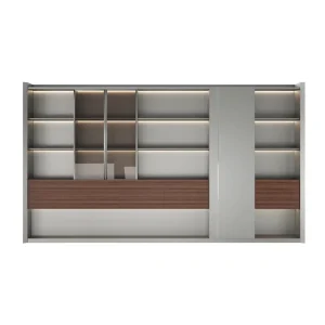 Modern Wooden Office Storage Cabinet with Lock Living Room Suitable File Bookshelf Boss Background Archive Cabinet