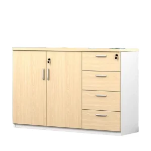 Modern Wooden Panel 4 Drawer Lockable Filing Cabinet with Floor Standing Design for Home Office and Office Data Storage