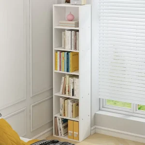 Modern Wooden Panel Bookshelf with Adjustable Shelves for Living Room Home Office Bedroom Furniture