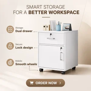 Modern Wooden Panel Office Storage Cabinets with 3 Drawers for Living Room Bathroom Bedroom Kitchen Home Office (Adjustable)