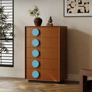 Modern Wooden Sideboard Space Saving Storage Cabinet with 5 Drawers for Home Living Room Hotel Villa School
