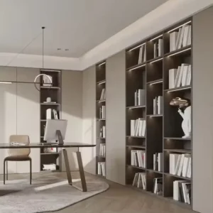 Modern Wooden Study Room Book Cabinet Background Bookshelf