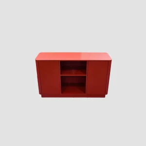 Modern Wooden TV Cabinet with Storage Cabinet Doors, Open Compartment & Cable Hole, Media Console for Living Room & Bedroom