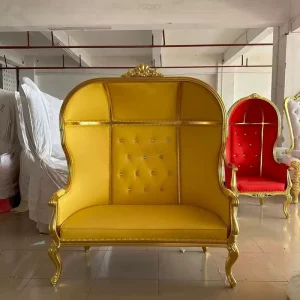 Modern Wooden and Leather Two Seat Hotel Sofa for Commercial Use