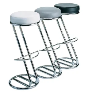 Modern Z Bar Stool Chrome Plated Steel Frame PU Leather Sponge Cushion Round High Chair Counter Stool for Kitchen and Dining Bar